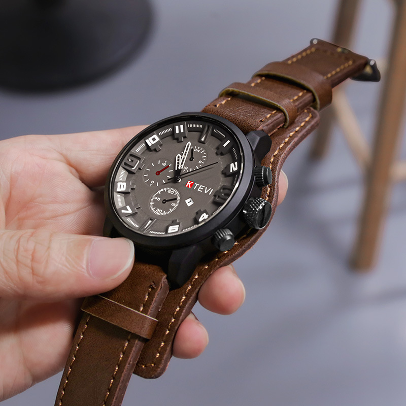 Leather Watch Band Men - ساعات رجالية كلاسيكية فاخرة بتصميم عتيق،