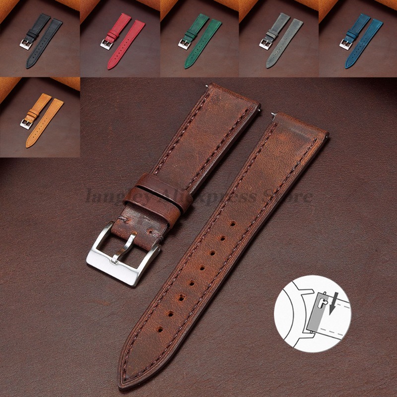 Leather Strap Quick Release - الإفراج السريع خمر ريترو جلد طبيعي