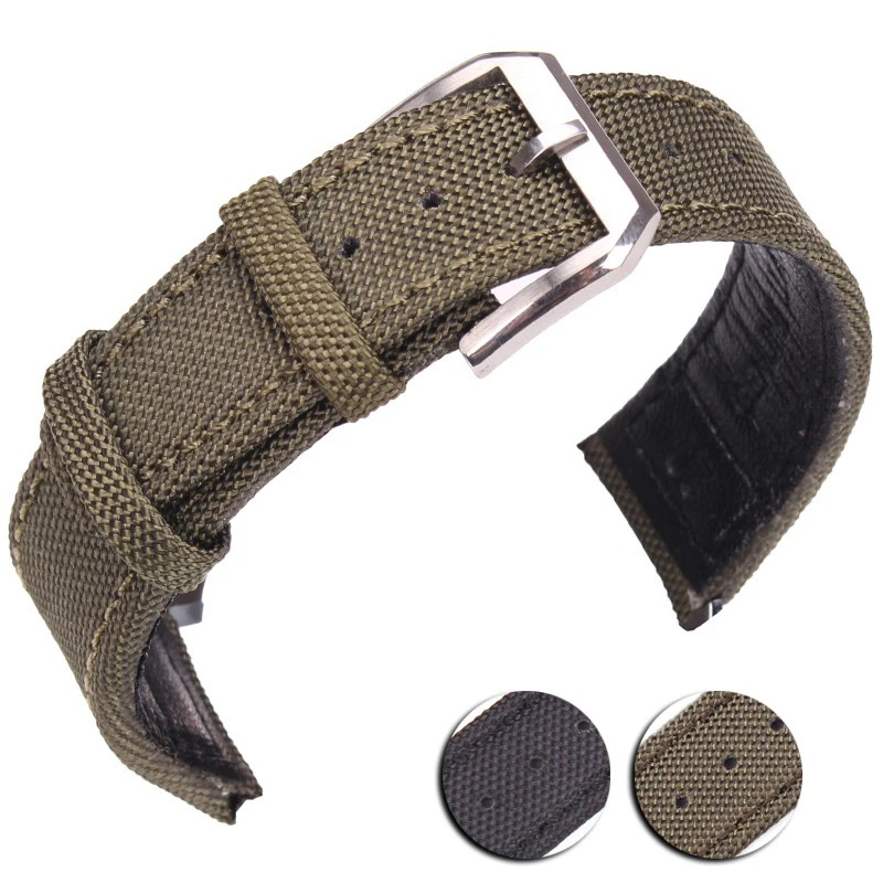 Nato Strap Nylon - سوار ساعة من الجلد الأصلي مع