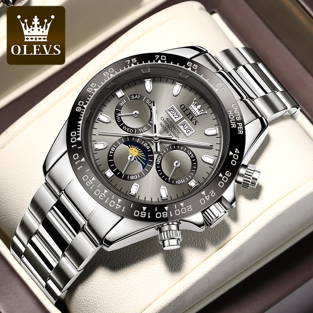 Seiko Watch 5 Sports - OLEVS 6654 ساعة رجالي فاخرة كرونوغراف