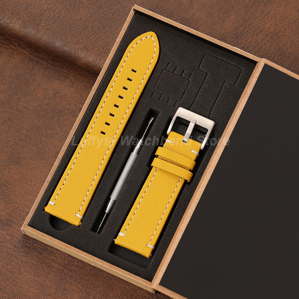Leather Strap Quick Release - حزام ساعة ذو وجهين بنسيج ليتشي