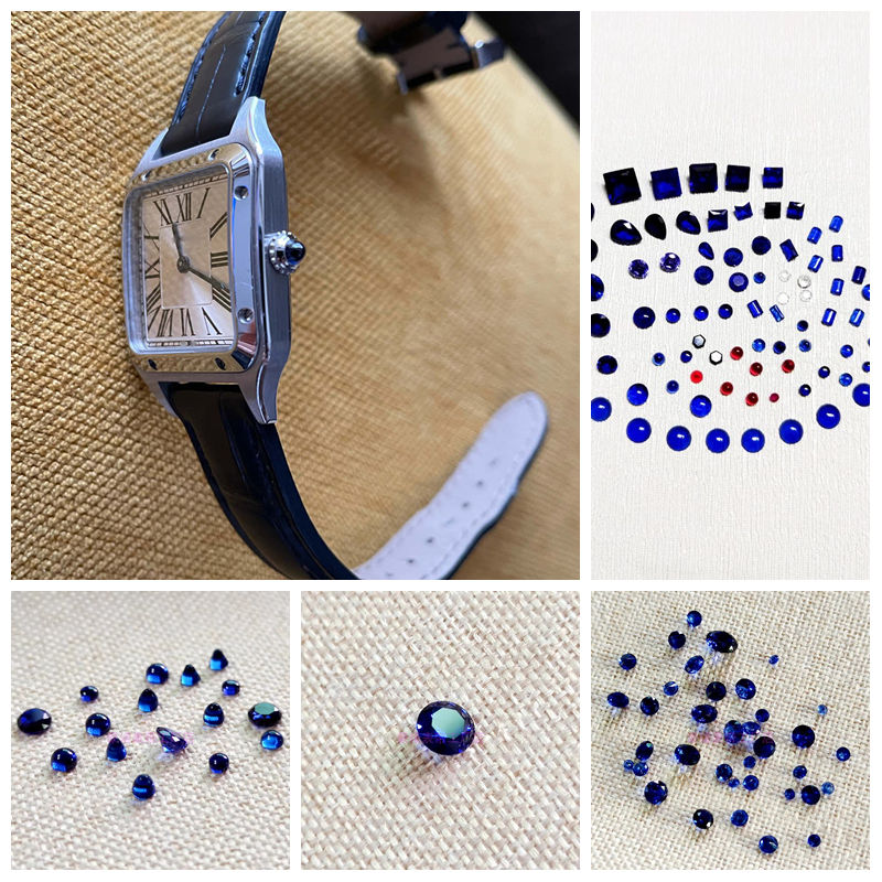 Cartier Watch Ballon Bleu - تاج ساعة مع ياقوت أزرق دائري