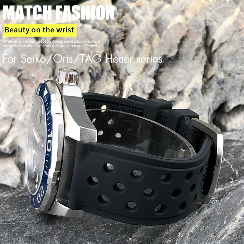 Seiko Watch 5 Sports - حزام ساعة سيليكون 22 مم 21