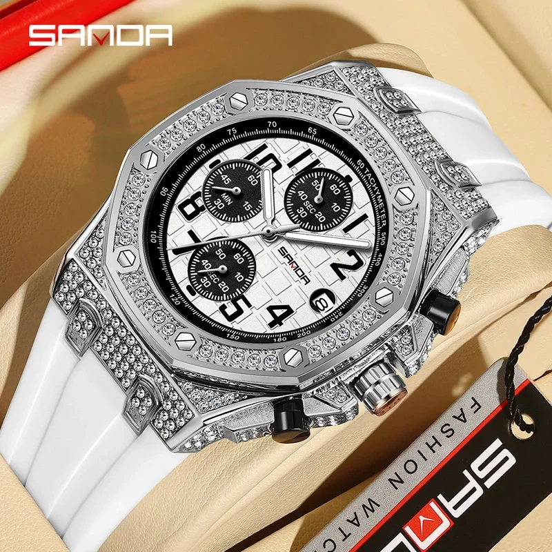 Rubber Strap Diver - ساعة كوارتز رجالية SANDA 7026 أنيقة