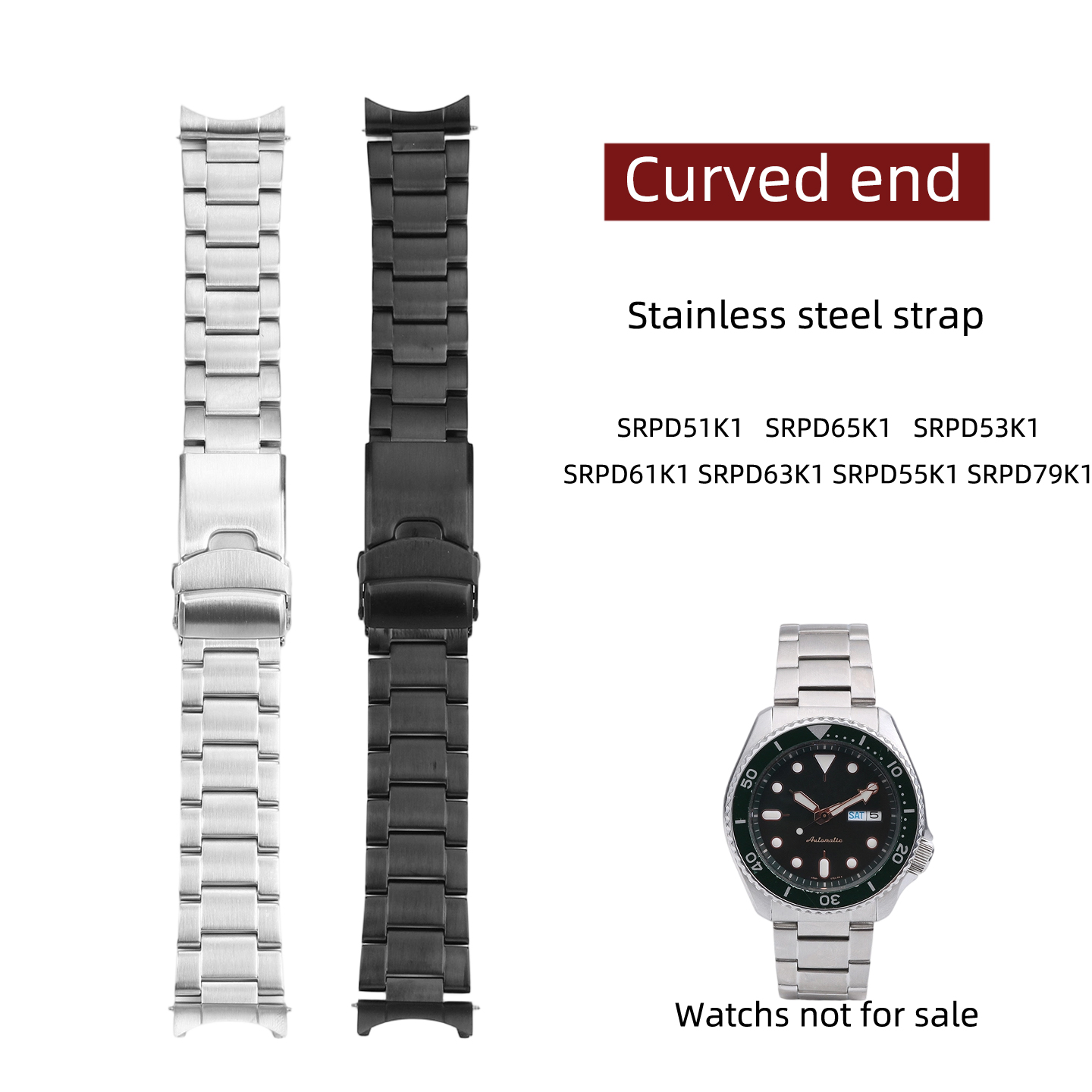 Seiko Watch 5 Sports - سوار ساعة من الفولاذ المقاوم للصدأ