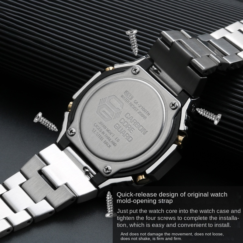 حزام معدني من الفولاذ المقاوم  - مراجعة Casio Watch G-Shock Ga-2100 وسعره