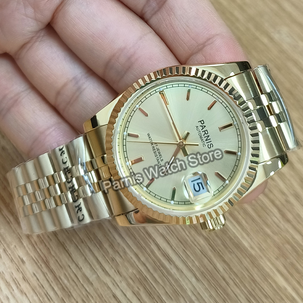 ساعة يد بارنيس 36 ملم لون ذهبي - مراجعة Rolex Watch Datejust وسعره
