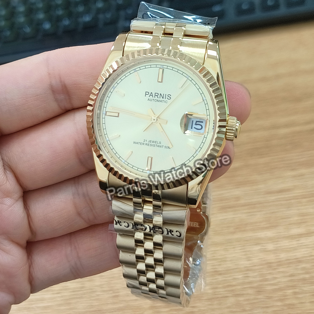 ساعة يد بارنيس 36 ملم لون ذهبي - مراجعة Rolex Watch Datejust وسعره