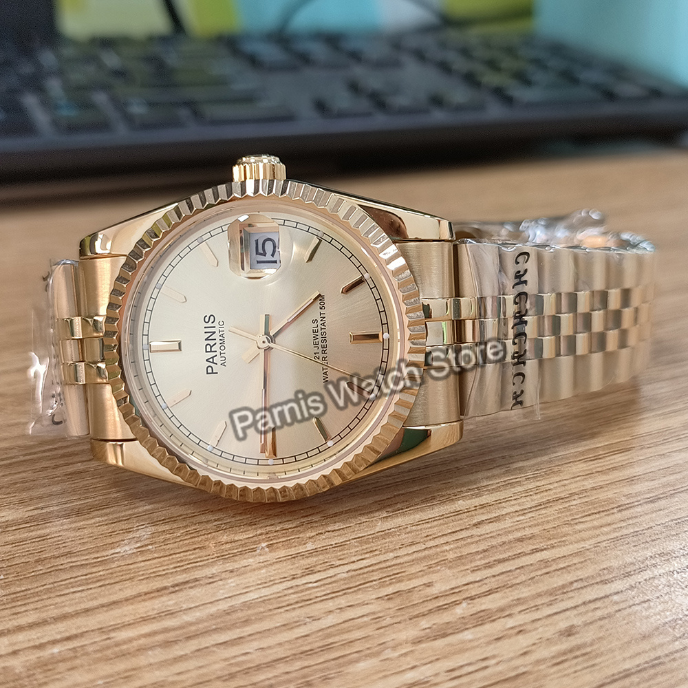 ساعة يد بارنيس 36 ملم لون ذهبي - مراجعة Rolex Watch Datejust وسعره
