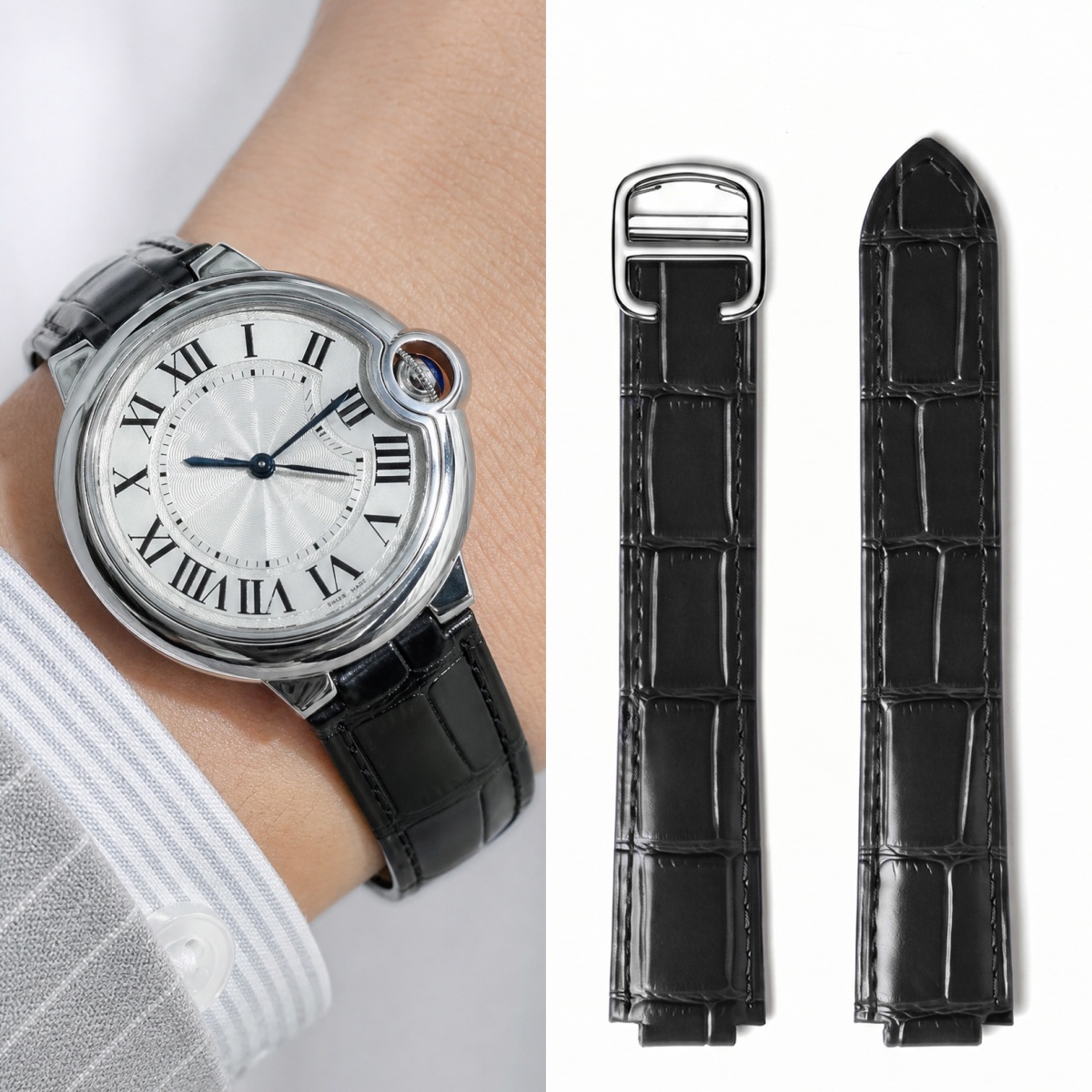 حزام ساعة جلدي خاص مزدوج الانت - مراجعة Cartier Watch Ballon Bleu وسعره