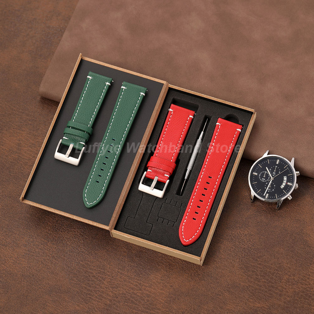 حزام ساعة ذو وجهين بنسيج ليتشي - مراجعة Leather Strap Quick Release وسعره
